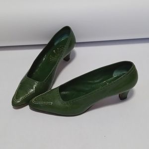 VINTAGE AMALFI by RANGONI 2" HEELS WOMENS DRESS SHOES 8 B GREEN ITALIAN LEATHER
